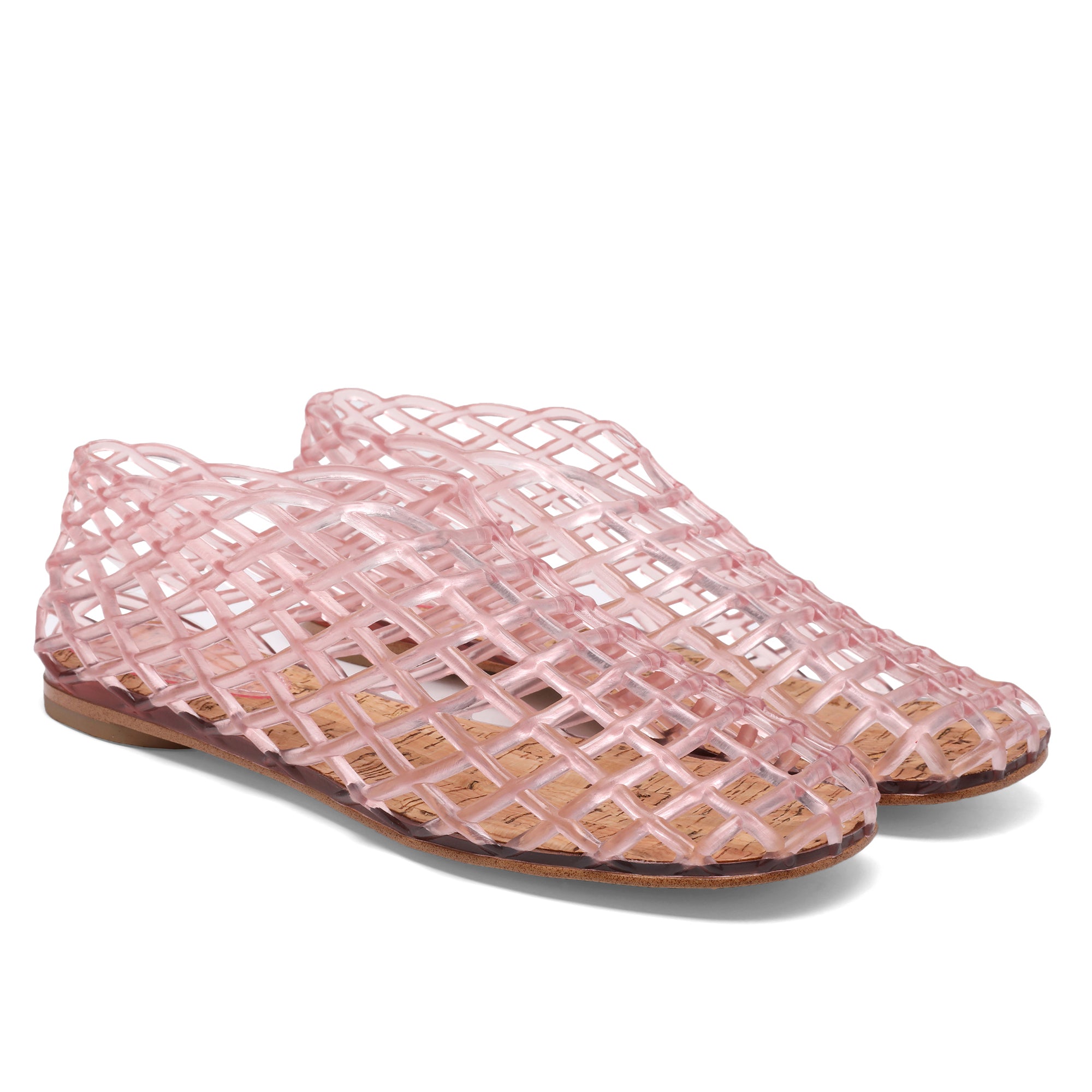 Red Jelly Mesh Ballet Flats for Women Adult Clear Hollow Jelly Sandals Beach Ballerina Jellies Shoes