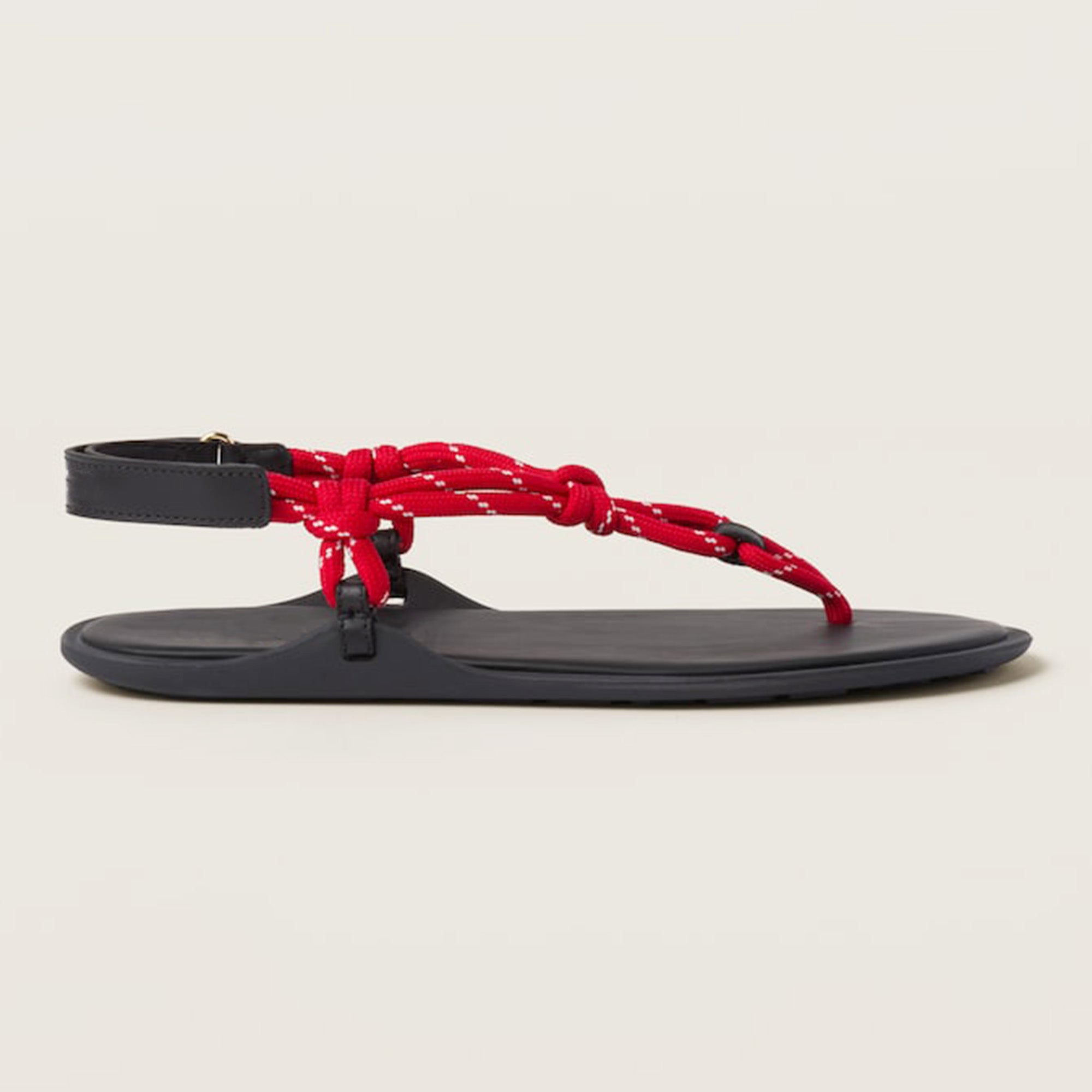 Red Rope Thong Sandals for Women Adjustable T Strap Slip on Flip Flop Sandals Flat Sandals