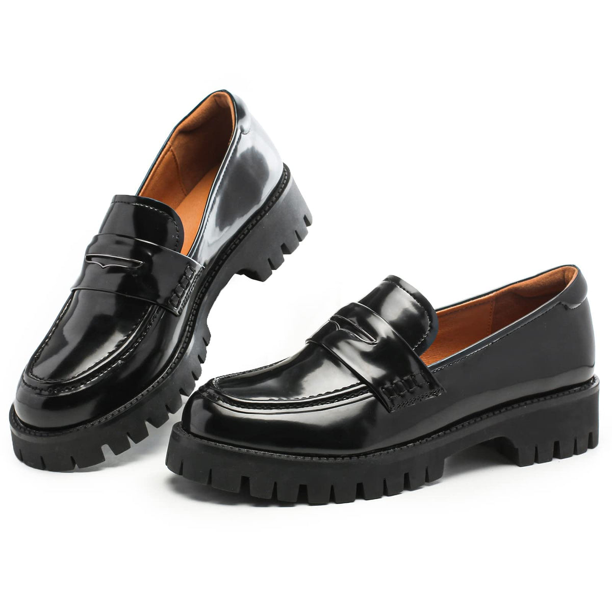 Platform Penny Loafers for Women Comfort Chunky Slip On Dressy Shoes