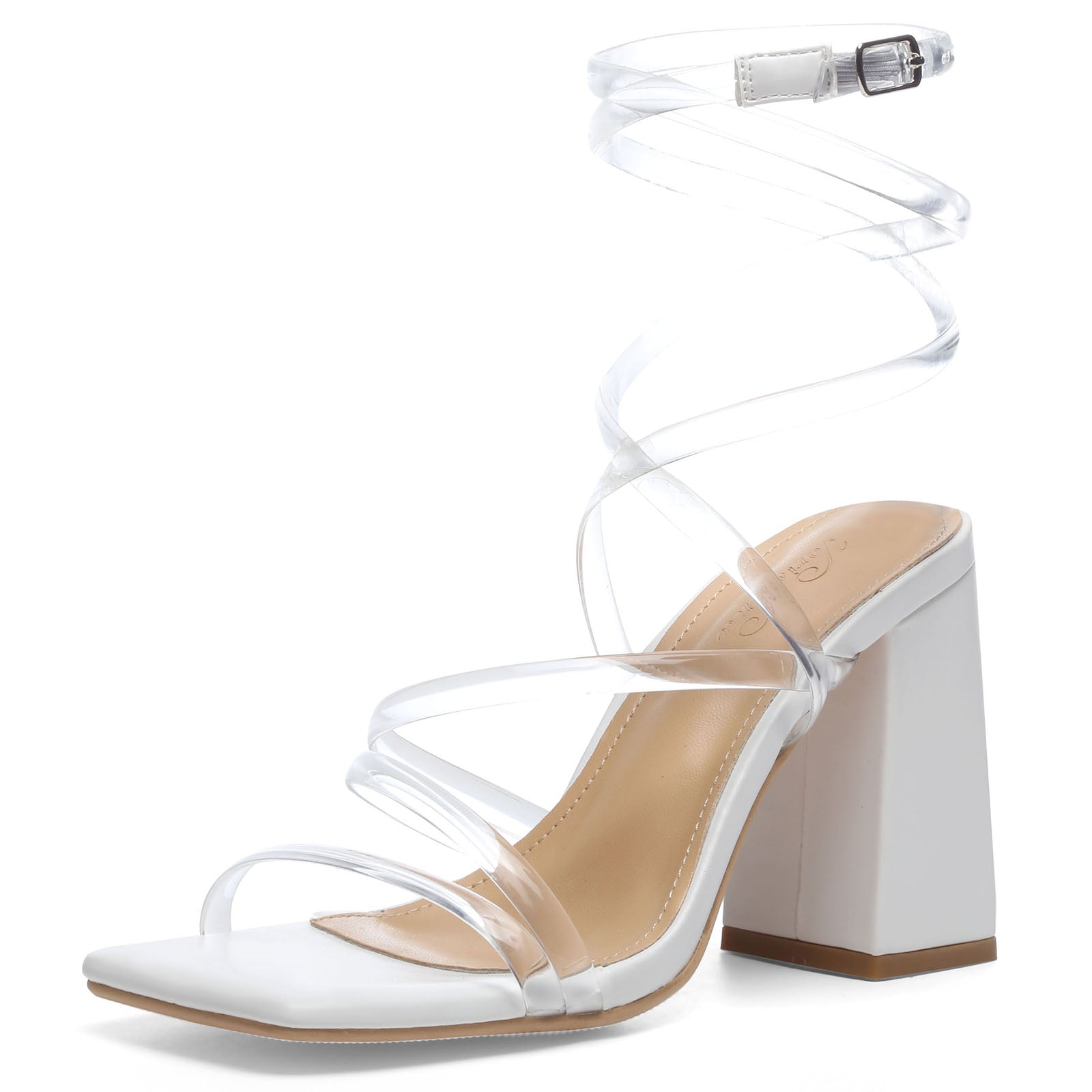Iridescent Strap Shoes with Clear Heels - Harmonygirl.com